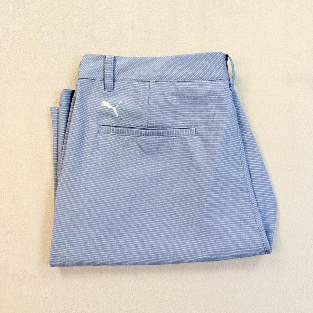 Puma Golf Shorts Mens 36 Blue Microstripe 10 Inseam Performance Stretch Pockets